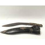 Old Indian Kukri with onyx handle in black leather