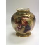 A Royal Worcester vase with hand painted decoratio