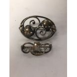 A sterling silver Danish brooch of floral form and