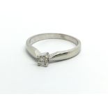 An 18ct white gold solitaire diamond ring, approx.