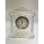 A Waterford crystal clock, approx height 11.5cm -