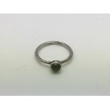 A silver and nephrite jade ring, approx size M-N -