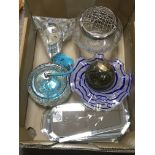 A collection of glassware including a rose bowl, c