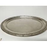 A Chinese silver oval tray with a simulated bamboo