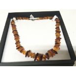 A modern amber necklace.