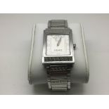 A boxed gents Versace watch with white squared fac
