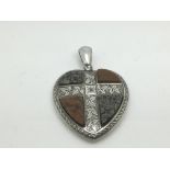 A Victorian silver and agate Scottish heart pendan