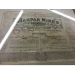 Two framed bonds Brakpan mines and Auto bus .