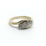 A 9carat gold ring set with three diamonds. ring s