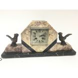 A French Art Deco Marble Mantel clock the case sur
