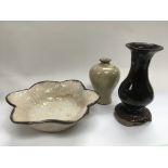 Two crackleware items comprising a bud vase and a