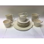 A Belleek porcelain Scale pattern tea set ( 21pc), brown backstamp