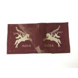 Badges an uncut pair of printed " India " Pegasus