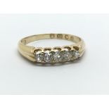 A vintage 18ct yellow gold five stone diamond ring, ring size approx O/P