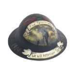 WW1 British Brodie Helmet With Post War Hand Painted Memorial