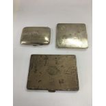 Three silver cigarette cases, various hallmarks, including an Art Deco style example.