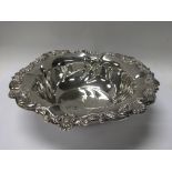 A sterling silver bowl with shell shape edge 25 cm 384 grams.
