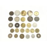 A collection of mixed coins.