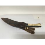 An old horn handled Kukri Knife With attachments.