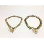 Two 9ct gold bracelets with padlock clasps, approx