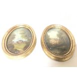 Two 20th century oval oil paintings Italian rural views in gilt frames 20cm - NO RESERVE