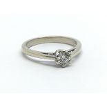 An 18ct white gold and diamond solitaire ring, approx 0.25ct, ring size approx I/J