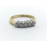 An 18ct yellow gold five stone diamond ring, approx 0.25ct, ring size approx I/J
