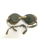 WW2 Style German Tinted Snow Goggles. The glass has blurred with age