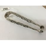 A pair of George 111 pierced silver sugar nips , maker Charles Hougham London 1787 The shell nips on