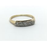 A vintage 18ct yellow gold five stone diamond ring, ring size approx J