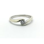 A 9ct white gold and diamond solitaire ring, approx 0.17ct, size approx M