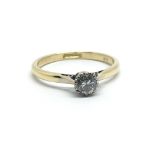 An 18ct yellow gold single solitaire diamond ring, approx 0.20ct, ring size approx P