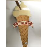 A large Vintage hand painted Ice Cream display sign.117cm