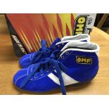 A Pair of OMP Italian racing shoes in blue. (Size 43)