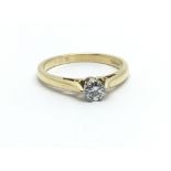 An 18ct yellow gold single diamond solitaire ring, approx 0.20ct, ring size approx M/N