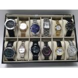 A tray of 12 mixed watches.