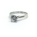 A 9ct white gold ring with CZ stone, ring size approx K