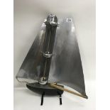Art Deco chrome plated heater in the form of a boat. 74cm.