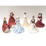 Six Royal Doulton and Coalport ladies including the Four Seasons: Spring, Summer, Autumn, Winter,