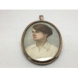 An Edwardian portrait miniature in a hallmarked silver gilt frame.