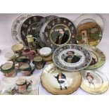 A collection of Royal Doulton plates including series ware, small character jugs etc.