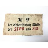 German Holocaust interest WW2 style armband , service wear VF