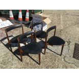 A set of four teak and rosewood, Hans Olsen design for Frem Rojle Danish dining chair