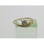 An Art Nouveau 14k gold, diamond and pearl ring, approx 1.7g and approx size M-N.