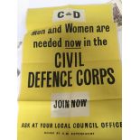 An Original Government issue war poster Civil Defence Corps. Three poster see images. (3)