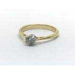 An 18ct yellow gold and diamond solitaire ring, approx 0.25ct, ring size approx O