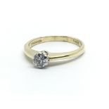 An 18ct yellow gold diamond solitaire ring, approx 0.25ct, ring size approx J