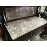 A Edwardian inlaid marble top wash stand with cupboard under .