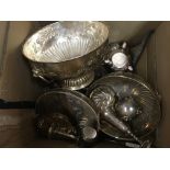 A box containing silver plate including punch bowl