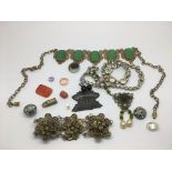 A collection of old costume Jewellery necklaces etc.